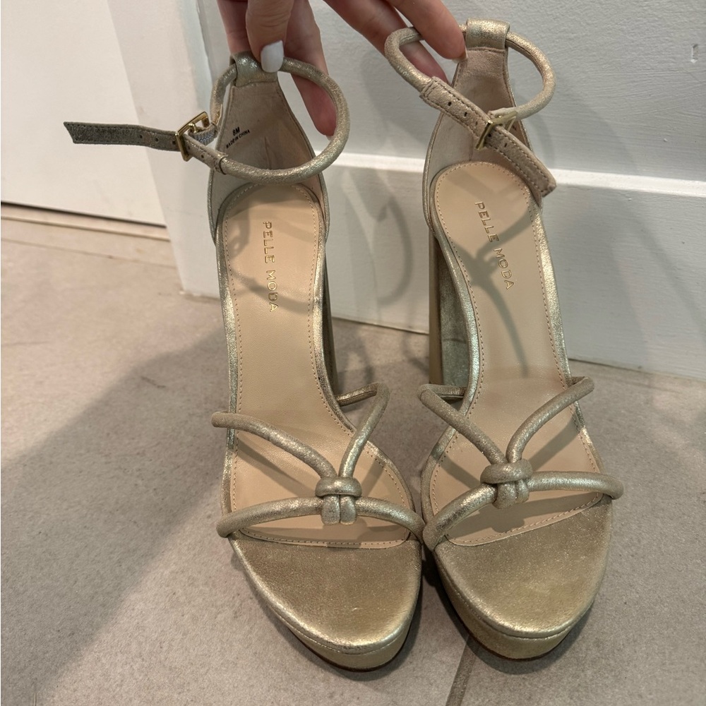 Pelle Moda Gold Strappy Heels